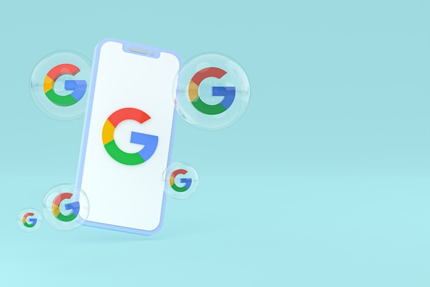 Google-Symbol auf dem Bildschirm Smartphone oder Handy 3D-Rendering