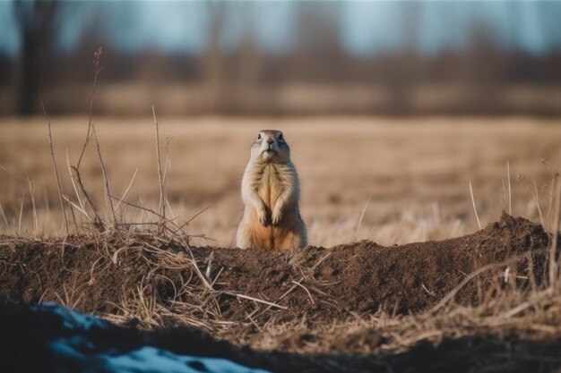 gopher sentado en la hierba de verano