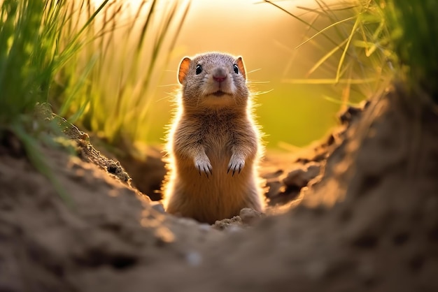 Gopher steht auf seinen Hinterbeinen