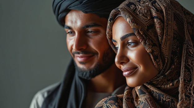 Gorgeous lovebirds árabes vestindo roupas tradicionais se unem e se divertem em Dubai, Emirados Árabes Unidos