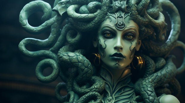 Gorgon Ein fesselndes Zbrush-Kunstwerk mit Fantasie und traditionellen ozeanischen Einflüssen