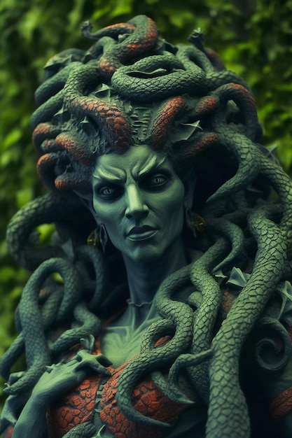 Gorgona Medusa con serpientes en la cabeza generada por ai