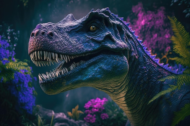 Gorgosaurus Dinossauro Perigoso Colorido em Natureza Pré-histórica Exuberante por Generative AI