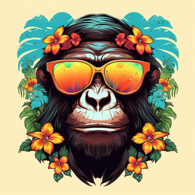 gorila bonito ilustração de verão feliz