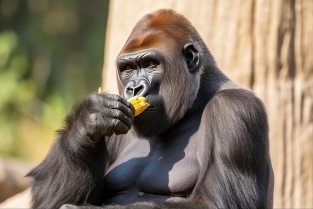 Gorila da planície ocidental Gorila gorila gorila macho nativo da floresta tropical na África Central