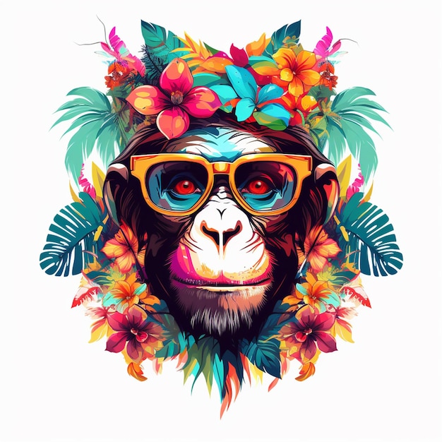 el gorila lindo ilustración de verano feliz