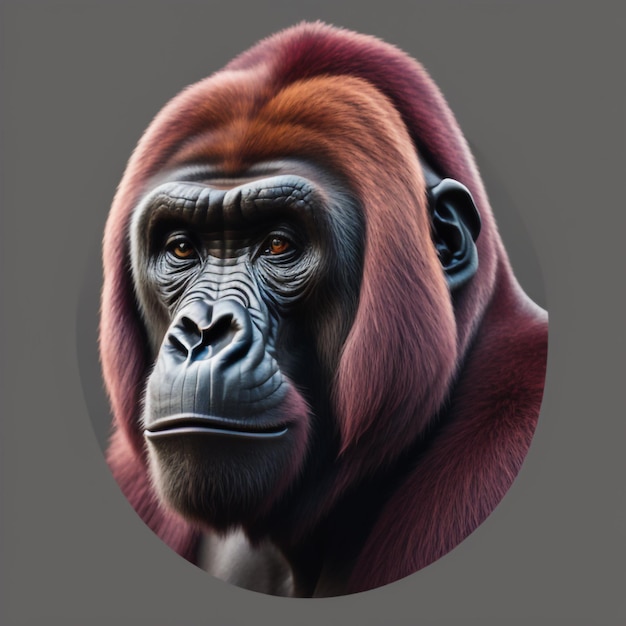 Un gorila con ojos rojos y un fondo negro