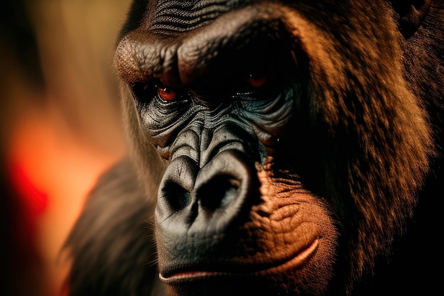 gorila con primer plano de la cara