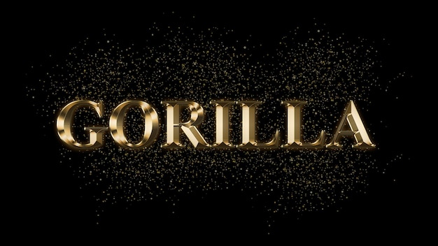 GORILLA Efeito de texto de ouro Texto de ouro com faíscas Texto revestido de ouro Efeito de texto nome do animal