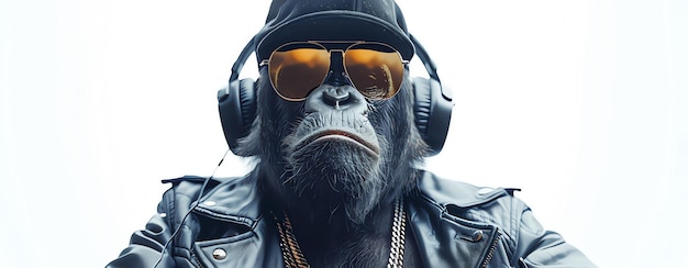Foto gorilla mit kopfhörigem ki-generator