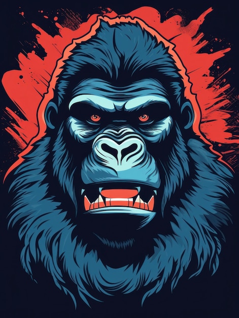 Gorilla-Retro-Design-Druck für T-Shirts Generative KI