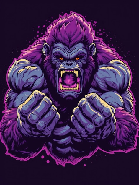 Gorilla-Retro-Design-Druck für T-Shirts Generative KI