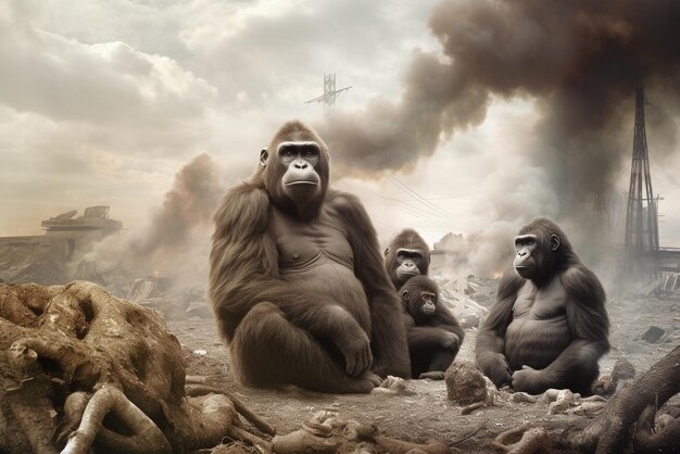 Gorilla- und Industriefabrikkatastrophe für Wildtiere, Schädigung der Umwelt und des Ökosystems