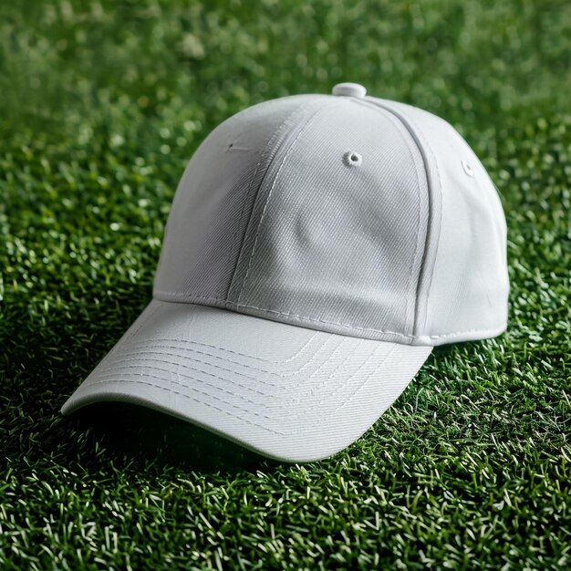 una gorra de béisbol blanca con una gorra blanca en ella