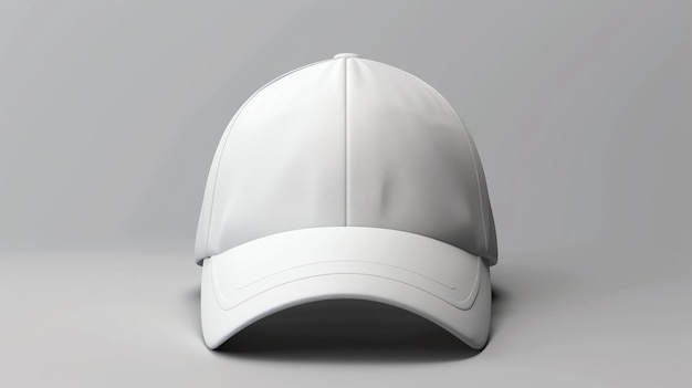 Foto una gorra de béisbol blanca está sentada sobre un fondo gris sólido la gorra está orientada hacia adelante y ligeramente inclinada hacia abajo