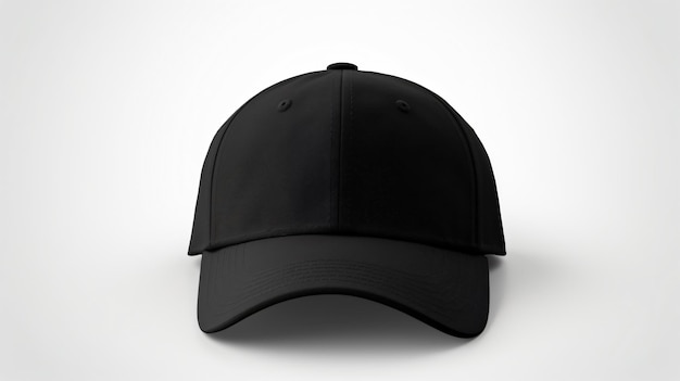 Gorra de béisbol negra vacía en blanco que sola en blanco