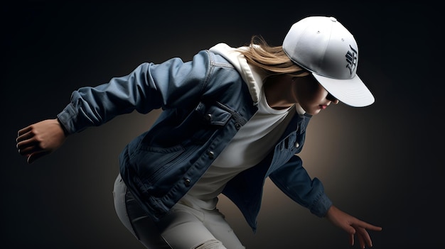 Una gorra de béisbol en una pose atlética