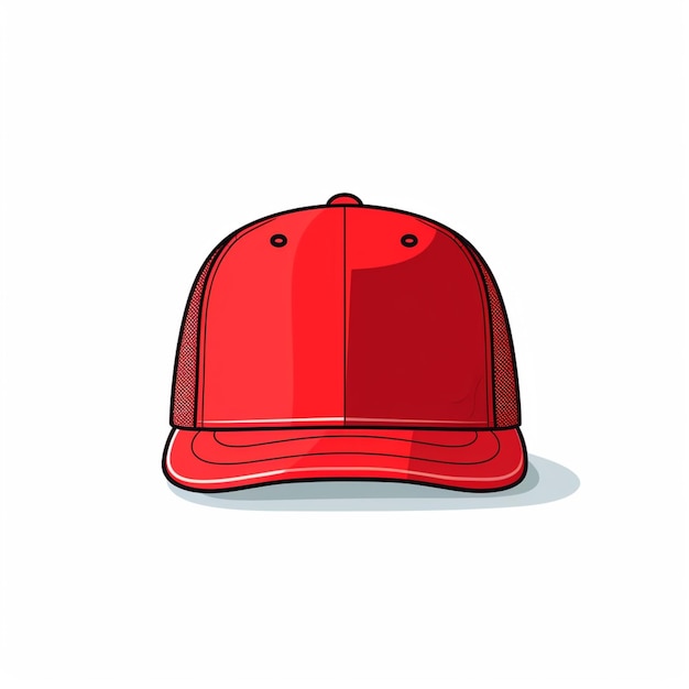 gorra de béisbol roja de dibujos animados con visera de malla sobre un fondo blanco ai generativo