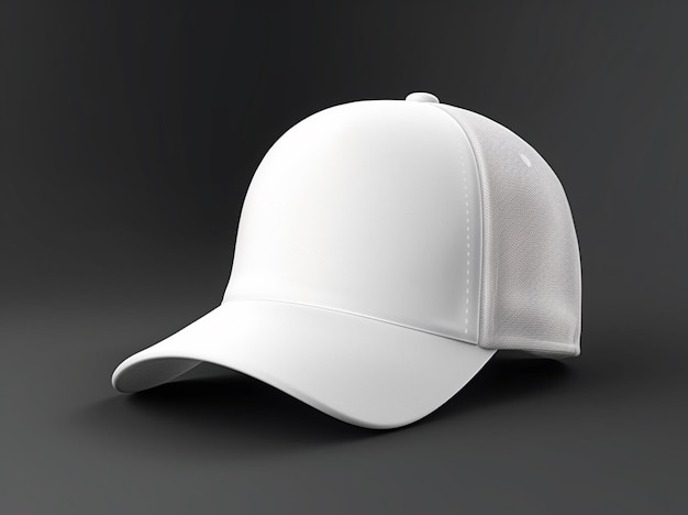 Una gorra blanca con un fondo negro y la parte posterior de la misma.