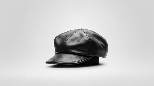 Una gorra de cuero negro con la palabra moto.