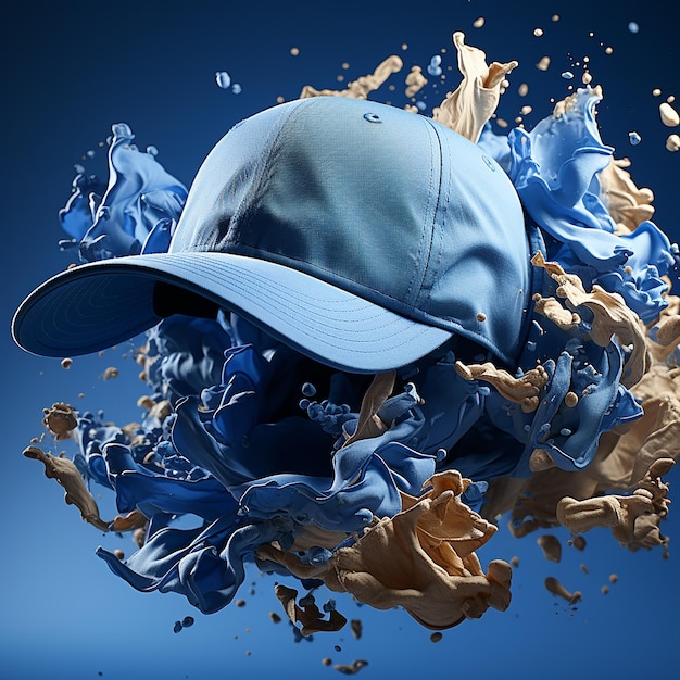 Foto _gorra_de_béisbol_azul_arrojada_en_el_aire_