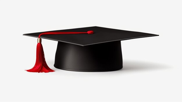 Una gorra de graduación con fondo blanco