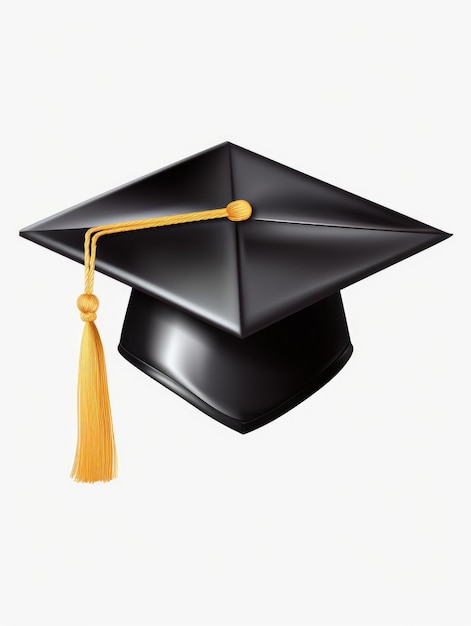 Foto una gorra de graduación negra con una borla dorada la gorra es un símbolo de logro y éxito