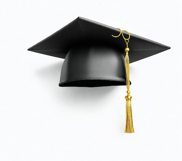 Foto una gorra de graduación negra cuelga de un poste de luz