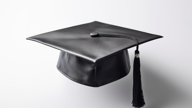 Gorra de graduación negra con grado aislado sobre fondo blanco Generativo Ai