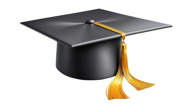 Foto gorra de graduación sobre fondo blanco