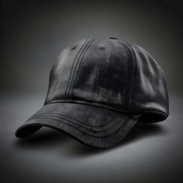 Gorra negra de béisbol aislada sobre fondo negro con copyspace