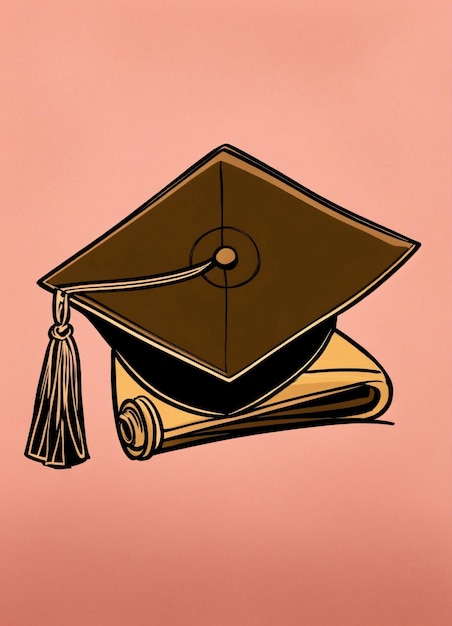 Gorra y túnica de graduación de estudiante con certificado de diploma
