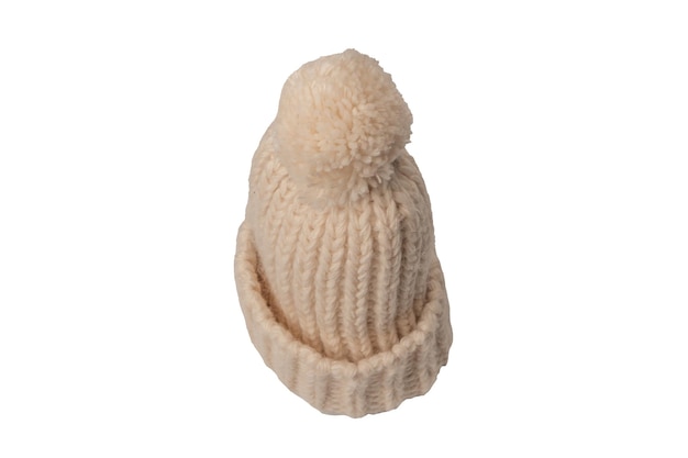 Gorro bege com pom pom isolado em um fundo branco