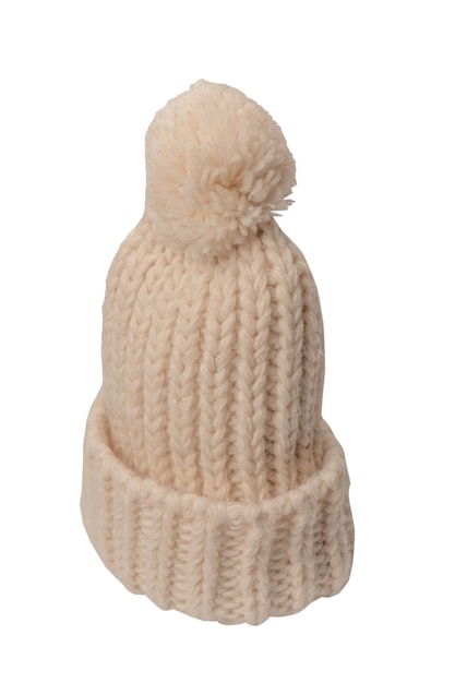 Gorro bege com pom pom isolado em um fundo branco