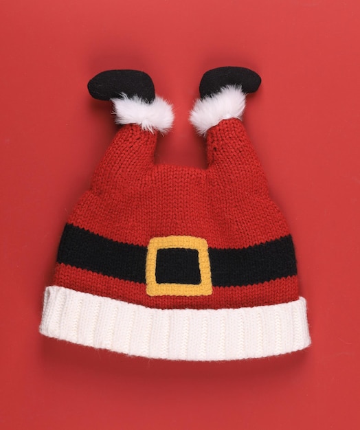 gorro de Papai Noel tricotado em lã