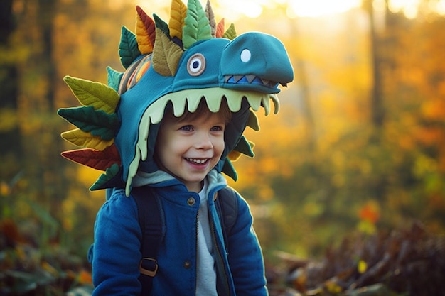 Gorro de dinosaurio juguetón para niños