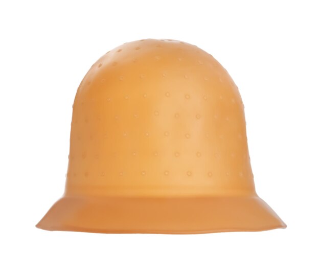 Gorro de ducha de goma marrón aislado en blanco