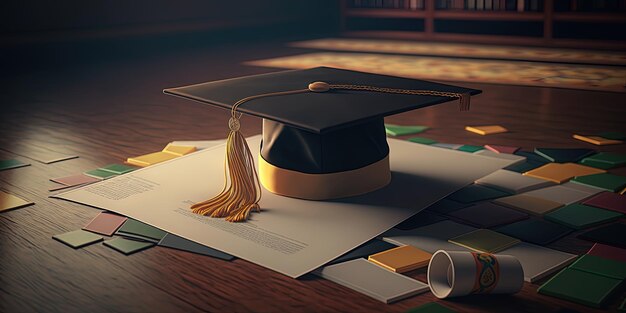 Gorro gigante de graduación y diploma AIGenerated