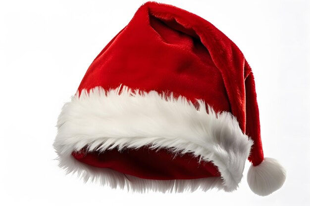 Gorro de Papá Noel rojo vibrante con ribete de piel blanca suave para celebraciones festivas y