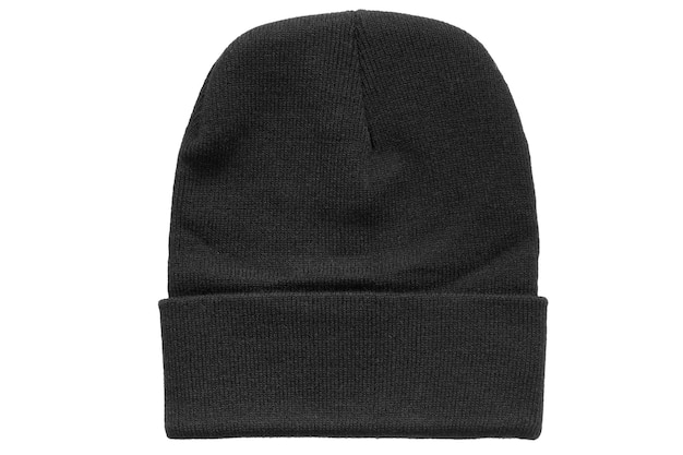 Gorro de punto deportivo básico negro aislado sobre blanco