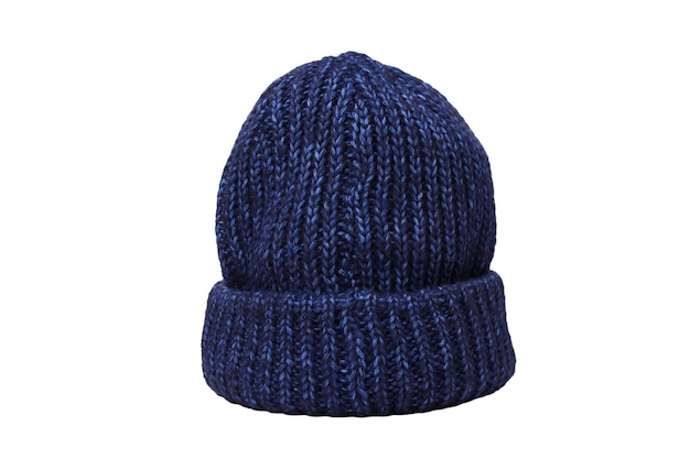 Gorro de punto PNGblue aislado sobre fondo blanco.