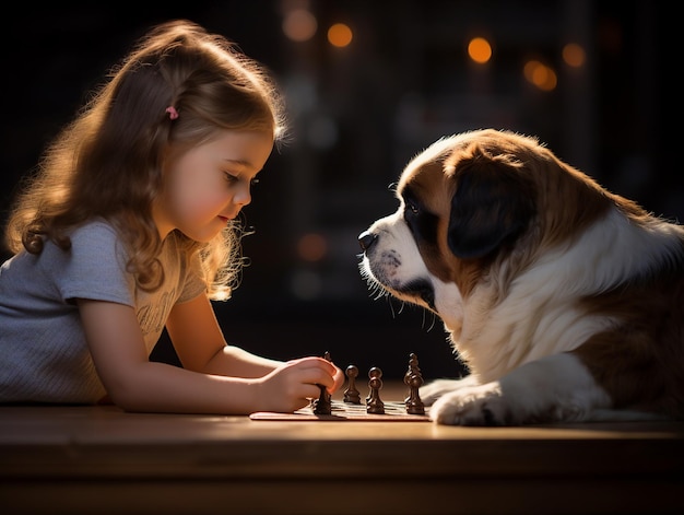 Foto gostando de brincar com crianças e animais de estimação