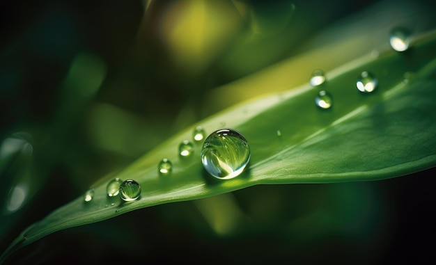 Una gota de agua se asienta sobre una hoja.