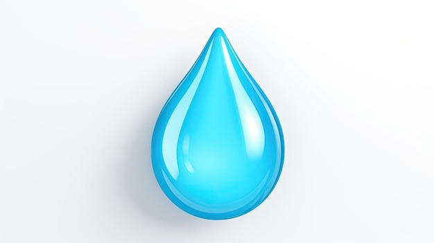 Foto una gota de agua azul que tiene forma de gota.