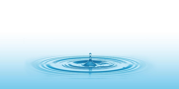 Una gota de agua azul en la superficie del agua Ilustración 3D
