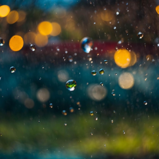 Foto la gota de agua en la carretera durante los días de lluvia fue filmada de cerca.