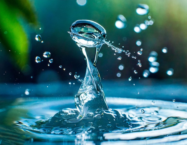 Gota de agua cayendo en un vaso