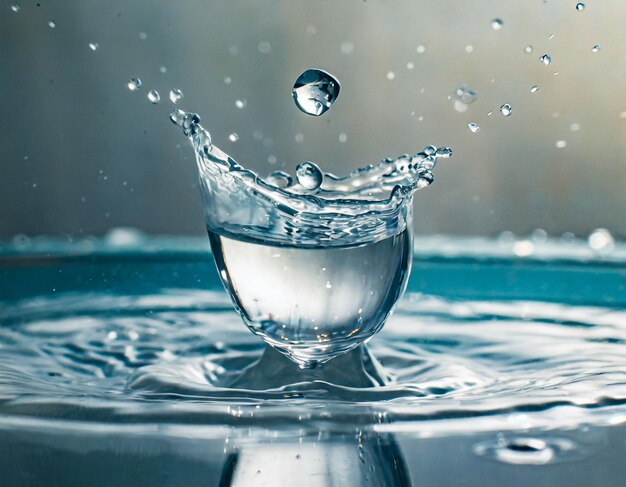 Foto una gota de agua cayendo en un vaso.