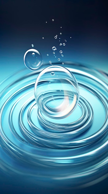 Foto gota de agua clara con olas circulares