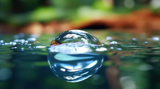 Gota de agua clara con ondas circulares